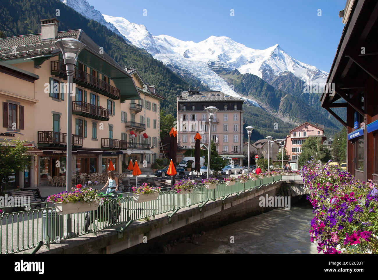 France, Haute Savoie, Chamonix and the Mont Blanc Stock Photo