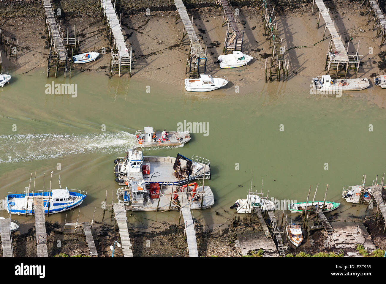 France, Vendee, Beauvoir sur Mer, Port du Bec (aerial view) Stock Photo