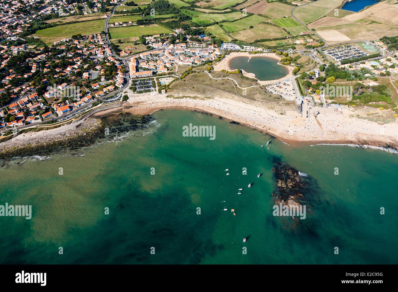 France, Vendee, Bretignolles sur mer, la Normandeliere (aerial view) Stock Photo
