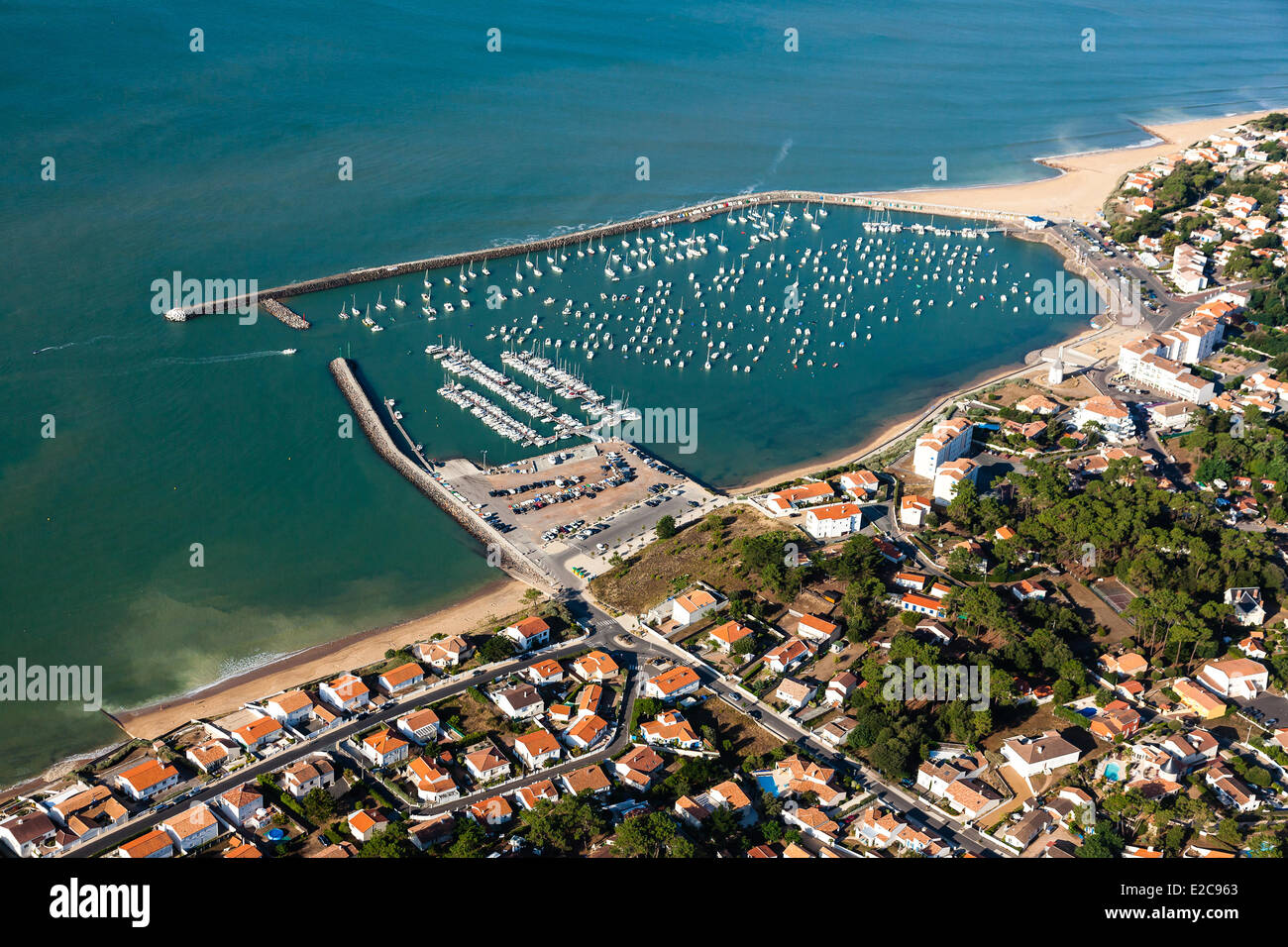 France, Vendee, Jard sur Mer, the marina (aerial view) Stock Photo