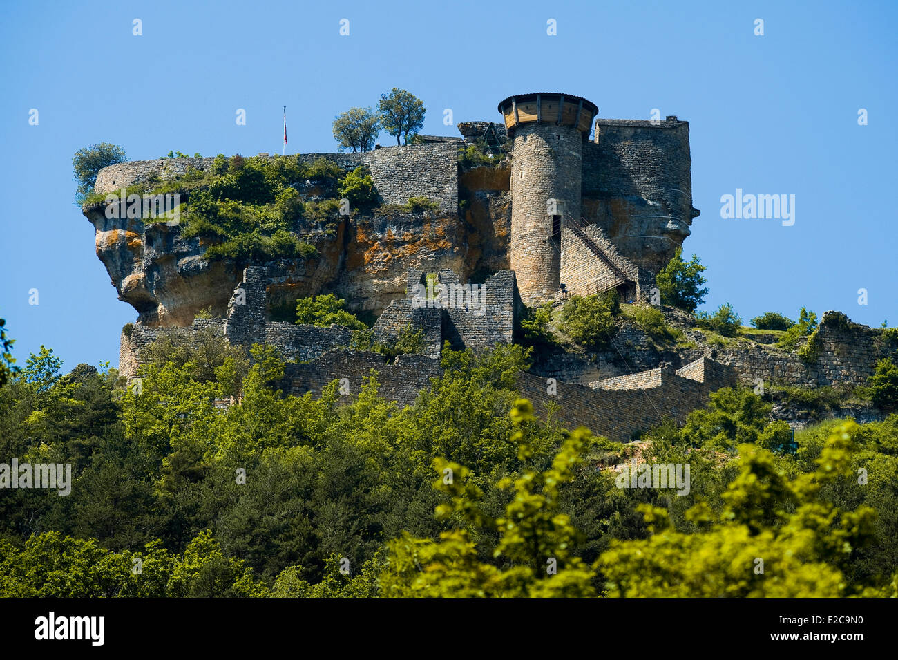 France, Aveyron, Riviere sur Tarn, Castle Peyrelade, the 11th century Stock Photo