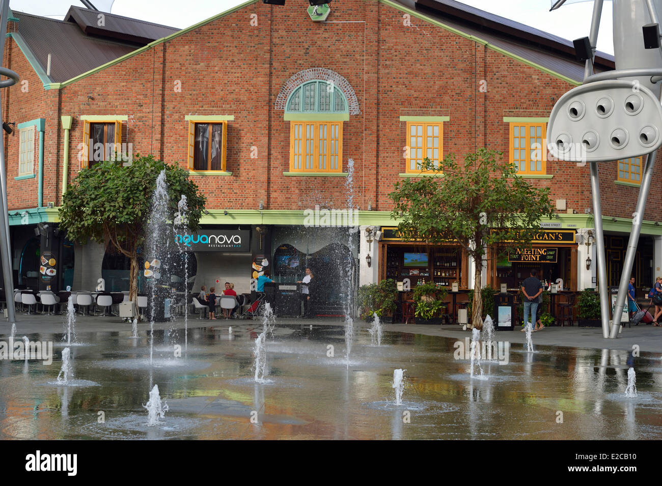Singapore, the district of Clarke Quay, a former warehouse area, is now renovated into restaurants, shops and bars Stock Photo
