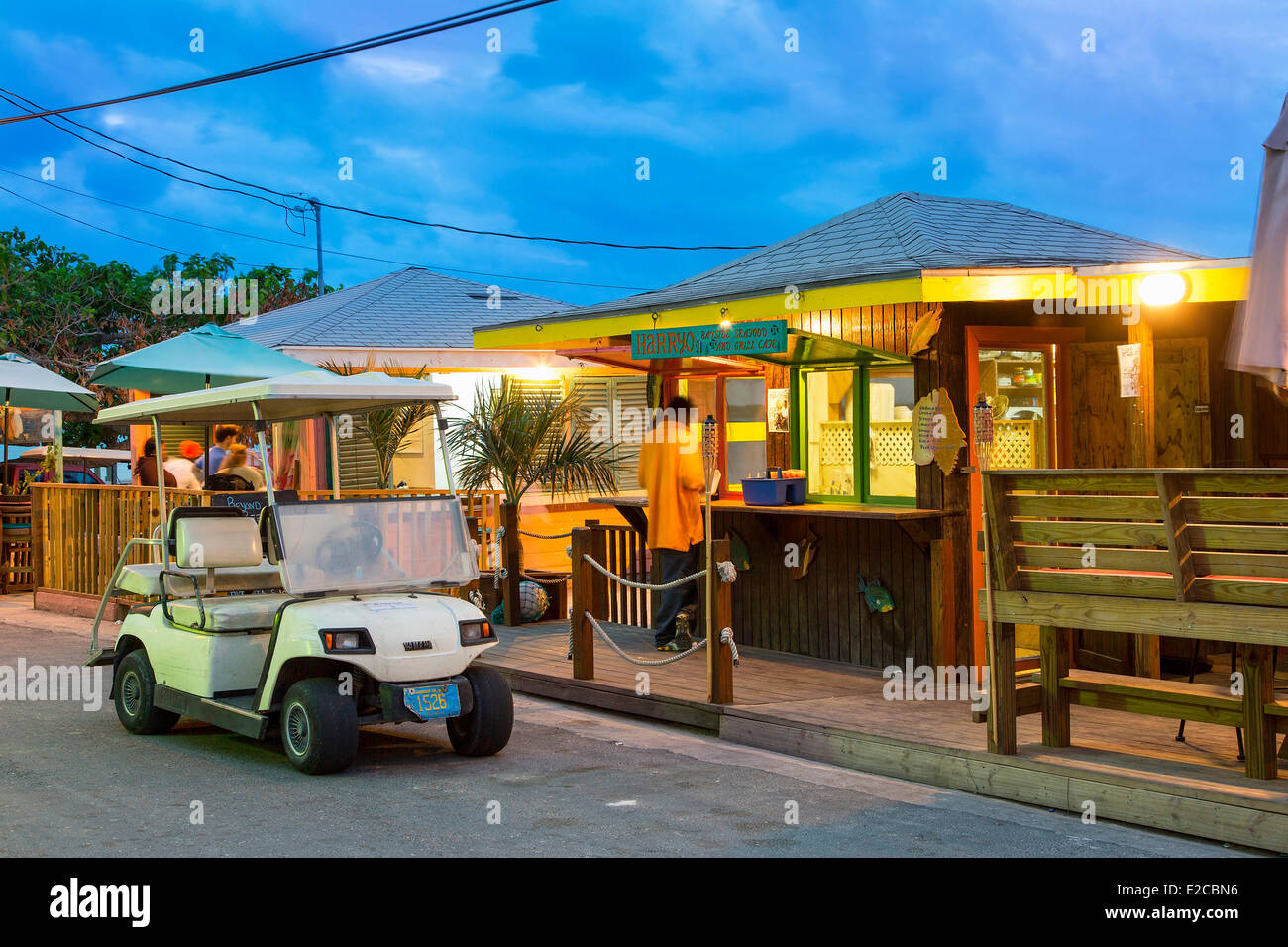 Bahamas, Harbour Island, Restaurants along Bay Street Stock Photo Alamy