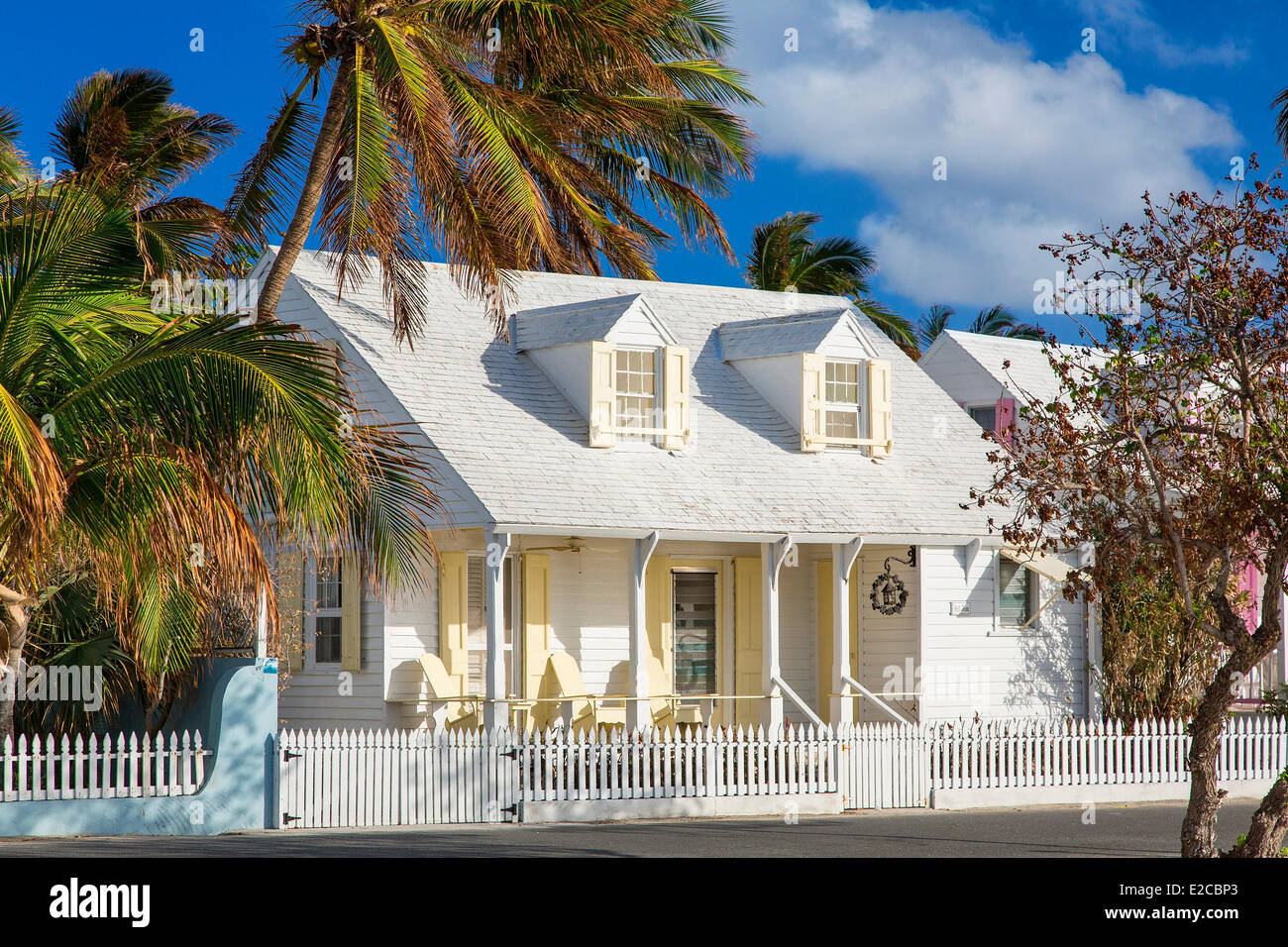 Bahamas, Harbour Island, House along Bay Street Stock Photo