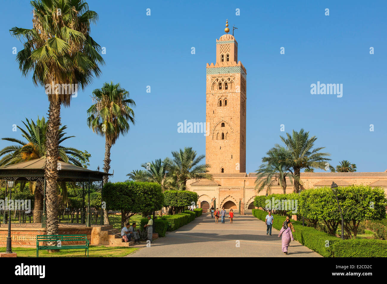 Morocco, High Atlas, Marrakesh, Imperial City, medina listed as World Heritage by UNESCO, Koutoubia Mosque Stock Photo