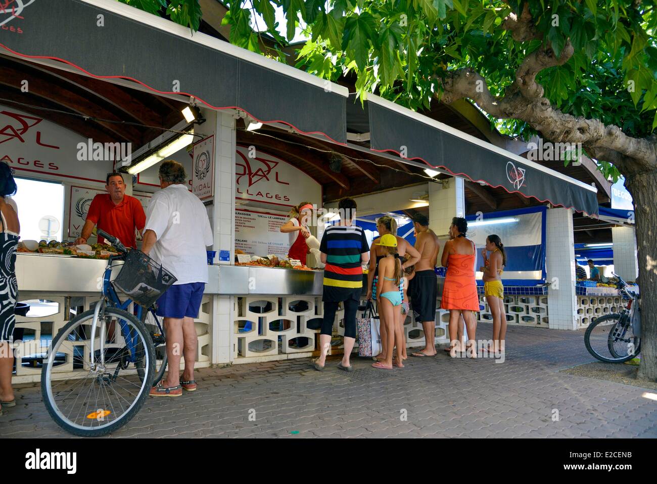 France, Herault, Valras Plage, Stands of sale of shells Stock Photo Alamy