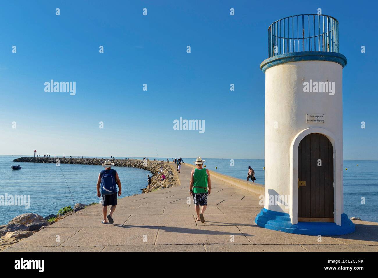France Herault Valras Plage Small Lighthouse On The Pier