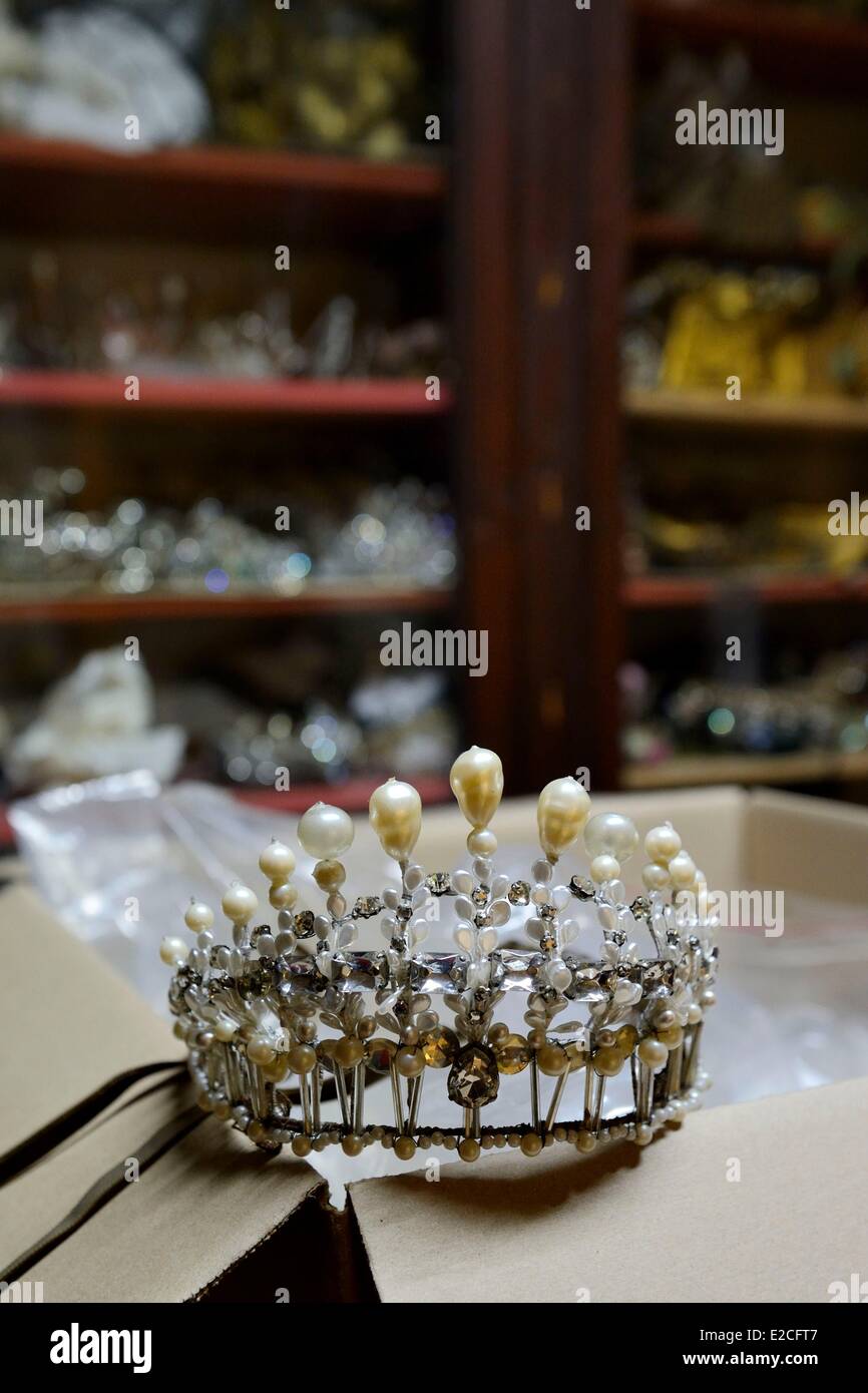 France, Paris, Garnier Opera, the costume workshops, stock of stage jewelry in the costume decoration workshop Stock Photo