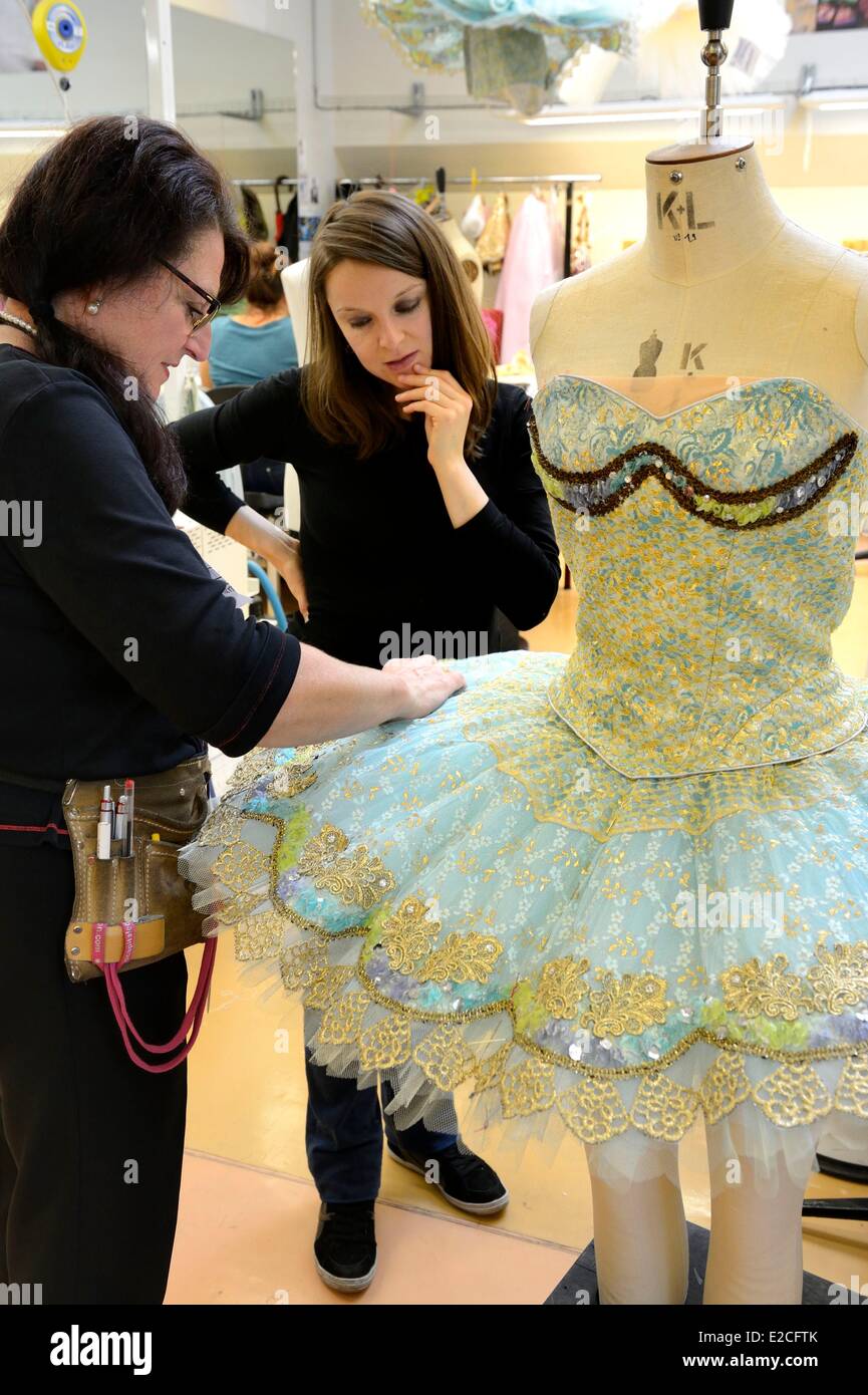 France, Paris, Garnier Opera, the costume workshops, the ateliers flous, making of a tutu Stock Photo