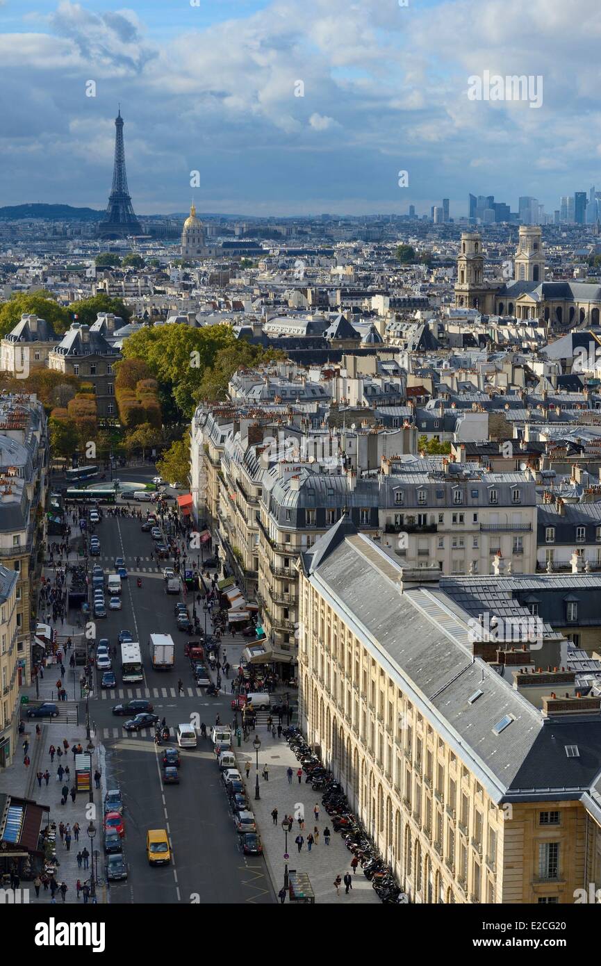 France, Paris, the Soufflot Street, the Invalides and the Eiffel Tower in the background Stock Photo