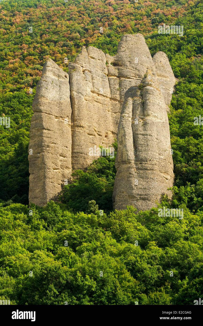 Provence Rocks France, Alpes de Haute Provence, rocks of Les Mees or Penitent of Les ...