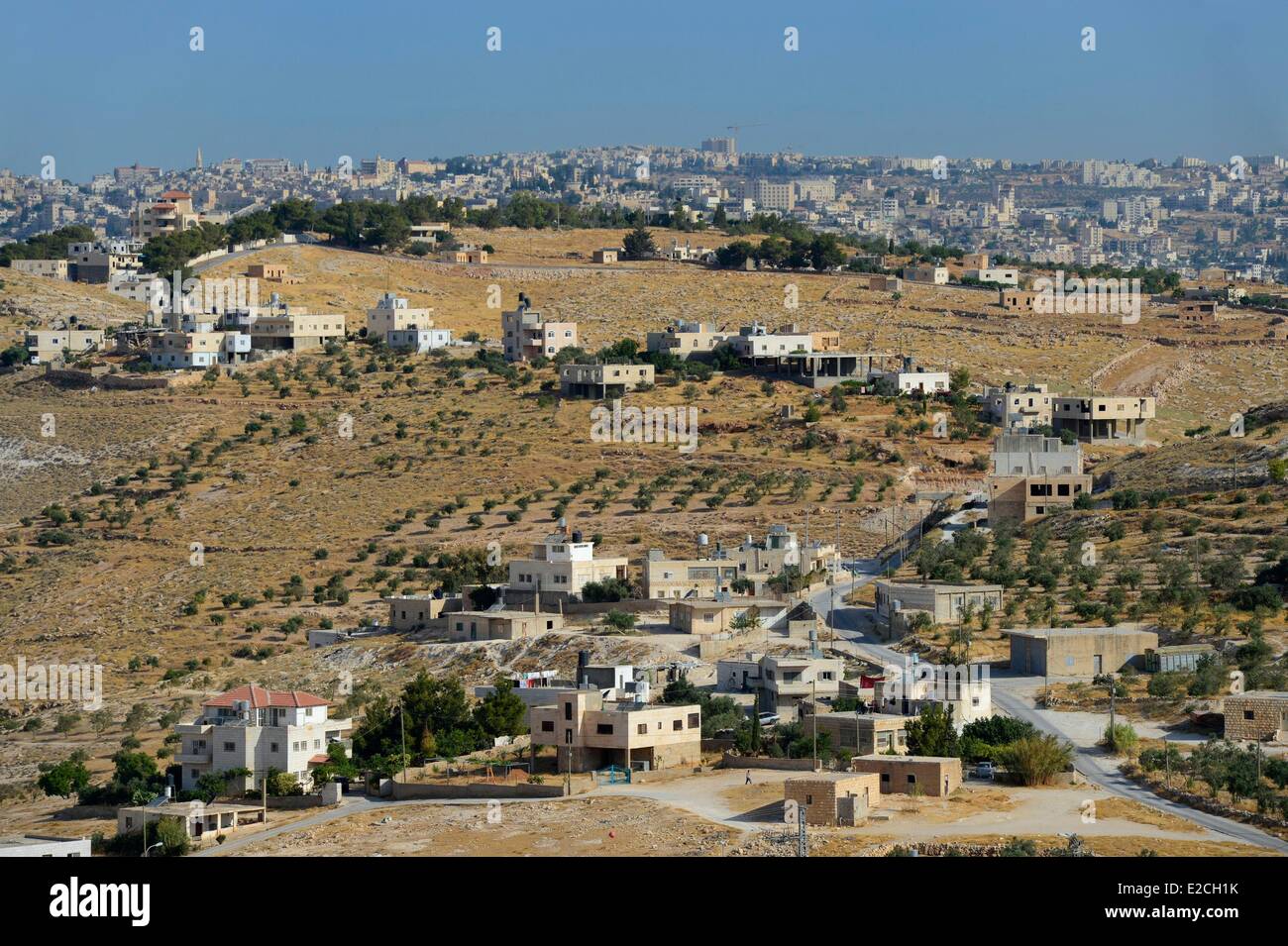 Palestine, West Bank (disputed territory), Bethlehem region, llat Ali  village at foot of Herodium and Bethlehem in background Stock Photo - Alamy