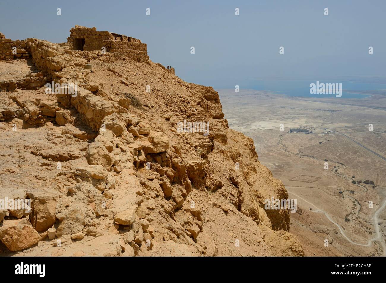 Israel, Negev Desert, Masada fortress, World Heritage by UNESCO, overlooking Dead Sea, Snake Path and remains of a Roman camp Stock Photo
