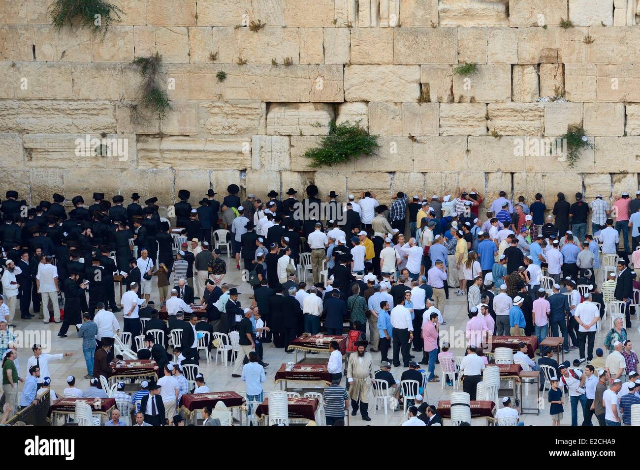 Israel, Jerusalem, holy city, the old town listed as World Heritage by UNESCO, the Western Wall part of the retaining walls of the Temple Mount built by Herod the Great Stock Photo