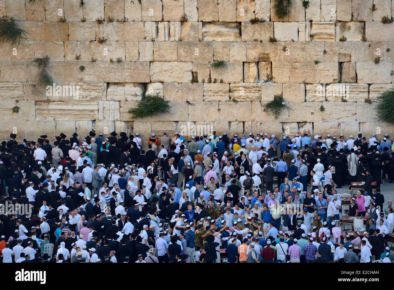 Israel, Jerusalem, holy city, the old town listed as World Heritage by UNESCO, the Western Wall part of the retaining walls of the Temple Mount built by Herod the Great Stock Photo