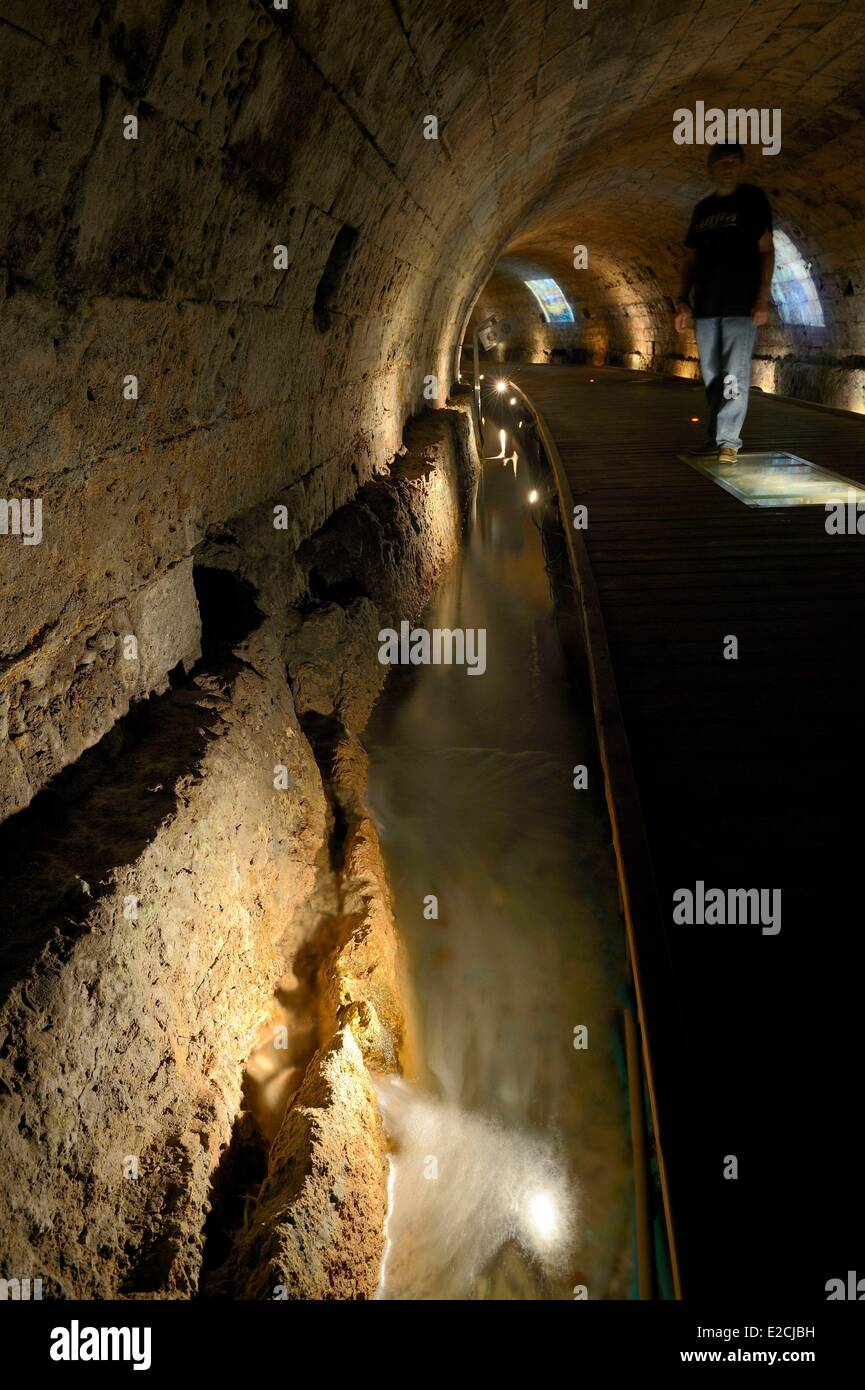 Israel, North district, Galilee, Acre (Akko), old town, listed as World Heritage by UNESCO, the 350m long Templars tunnel leads Stock Photo