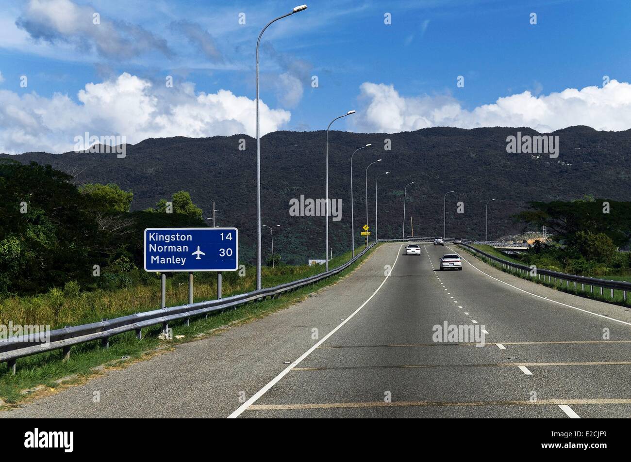 Jamaica, West Indies, parish of St-Catherine, motorway between Spanish Town and Kingston Stock Photo