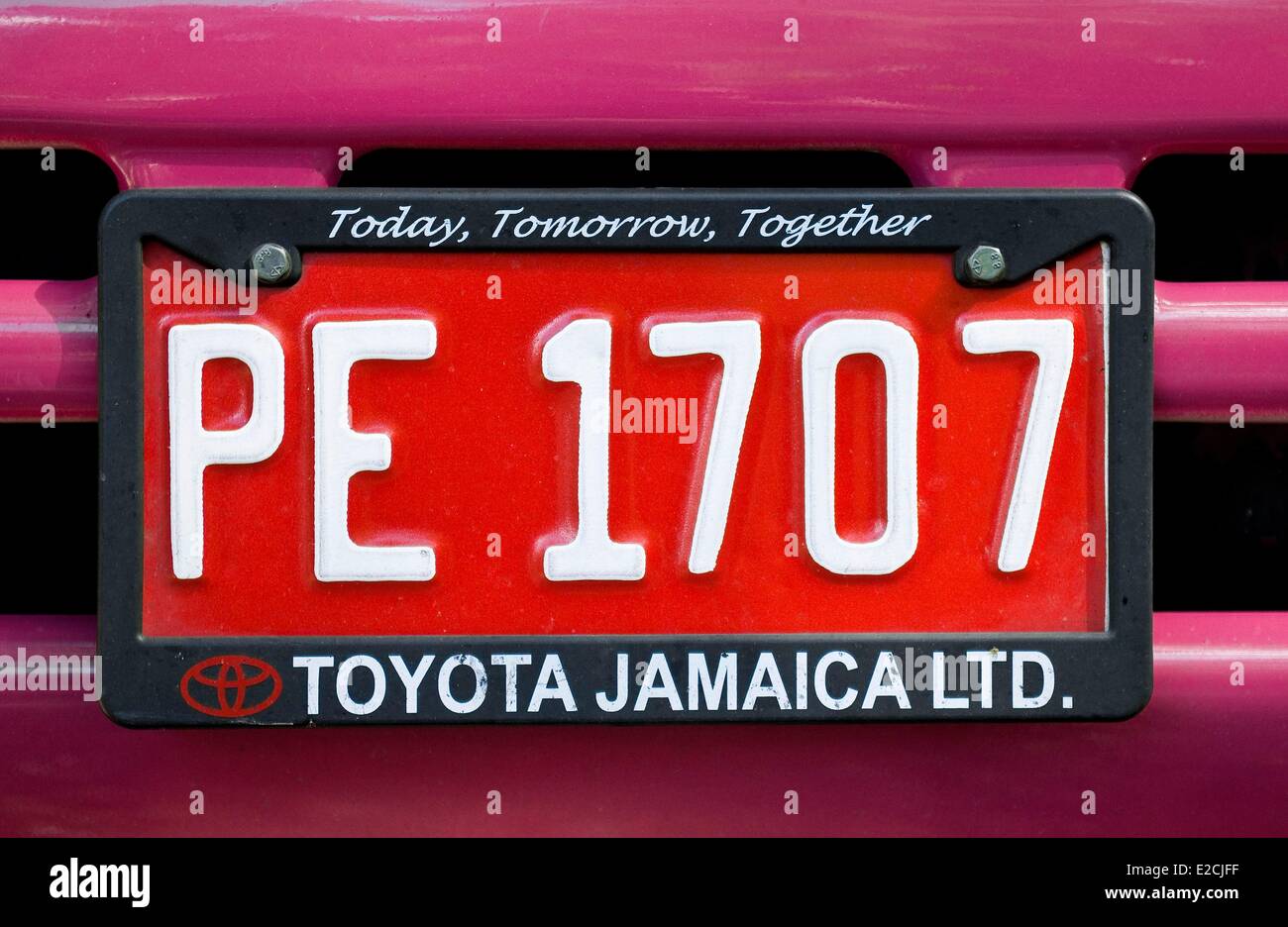 Jamaica, West Indies, registration plate and national device Stock