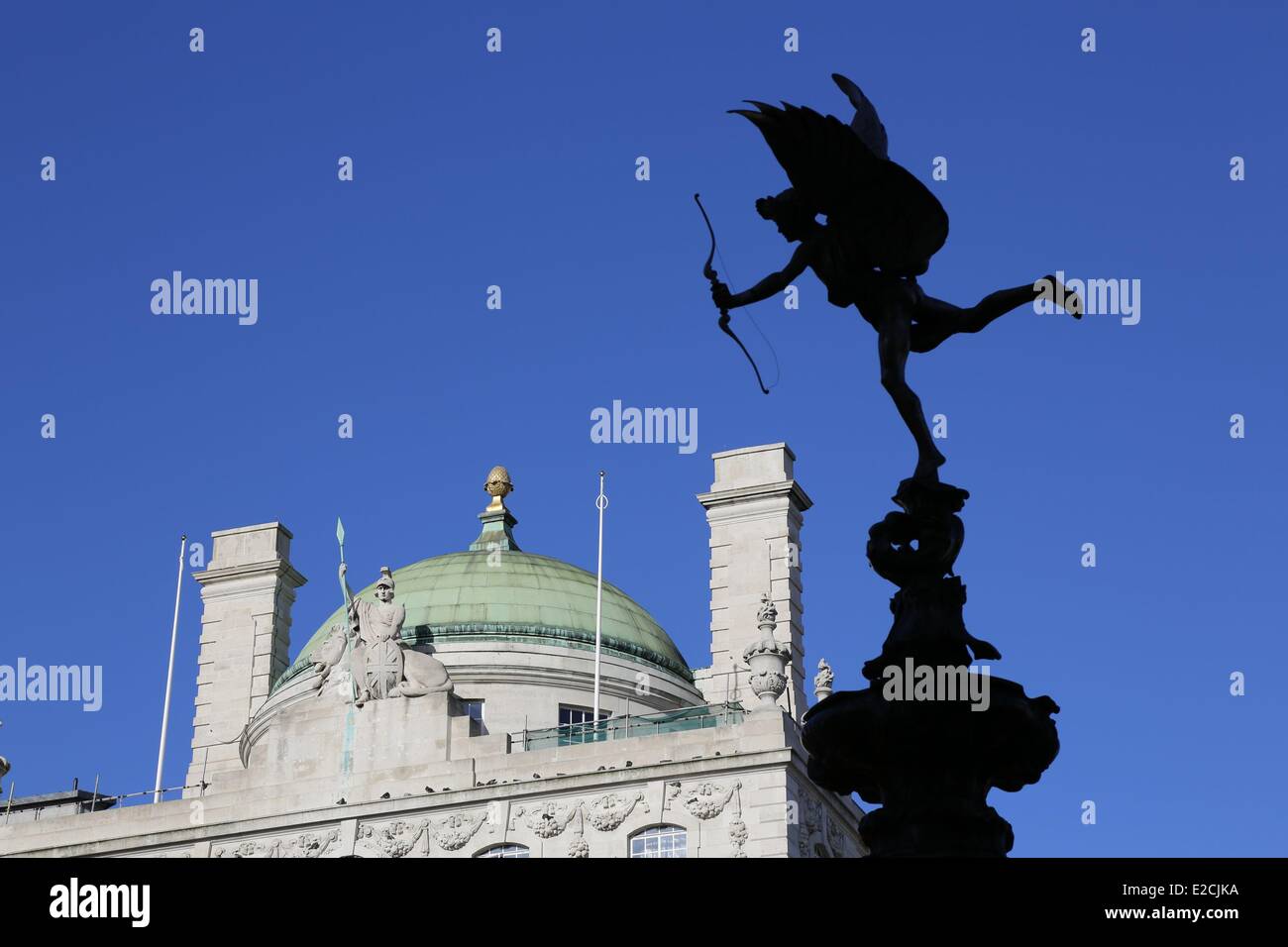 United Kingdom, London, Piccadilly Circus with Eros Statue Stock Photo