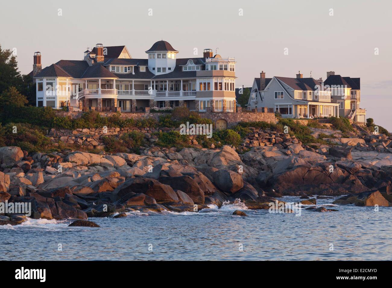 United States Maine York Cape Neddick beachfront houses Stock Photo Alamy