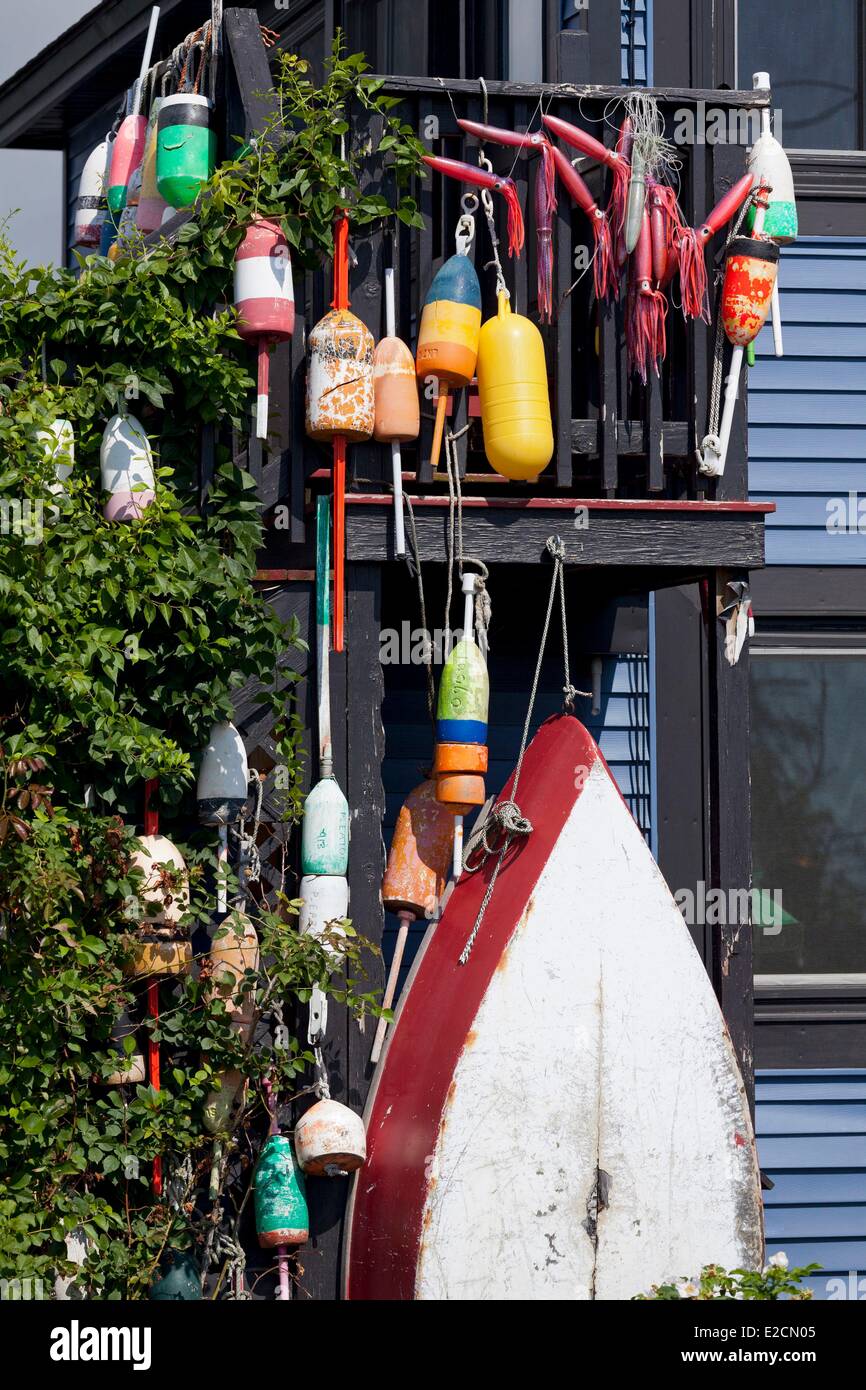 United States Maine Kennebunkport Cape Porpoise Cape pier lobster trap