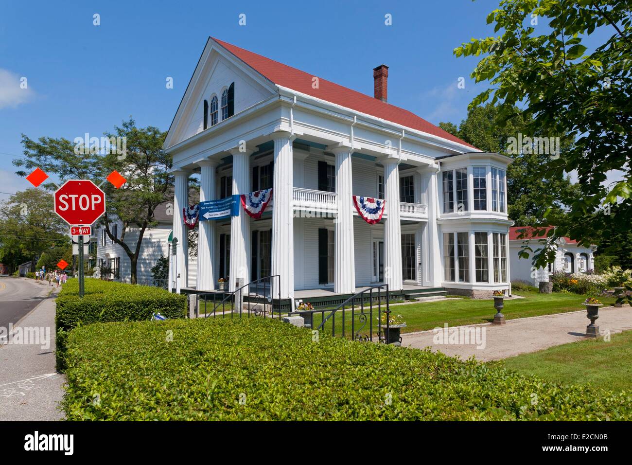 United States Maine Kennebunkport Historical Society Nott House 19th century's historic house Greek revival architecture Stock Photo