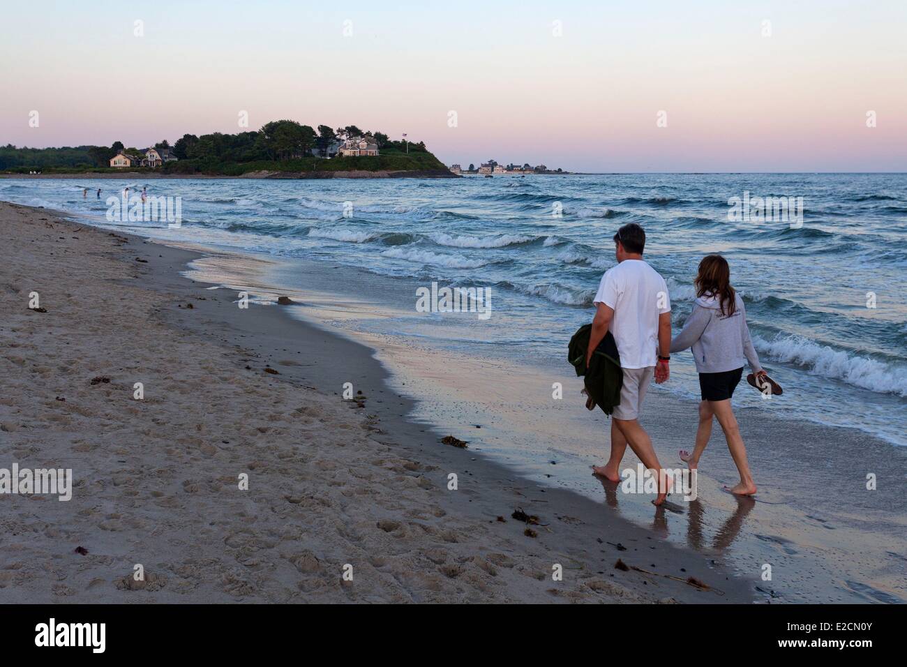 United States Maine Kennebunkport Kennebunk couple walking on Parsons