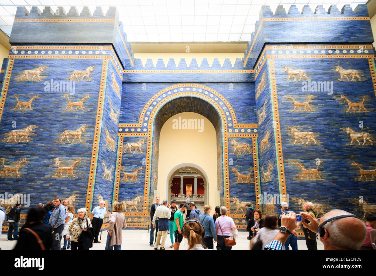 Reconstructed Ishtar Gate from Babylon in the Pergamom Museum, Berlin, Germany Stock Photo