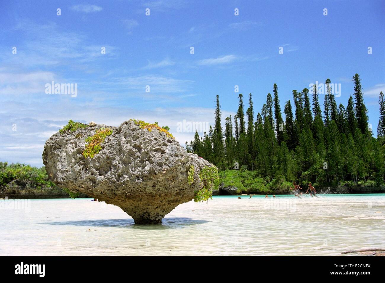 France New Caledonia Isle of Pines Oro natural pool rock out of the water Stock Photo