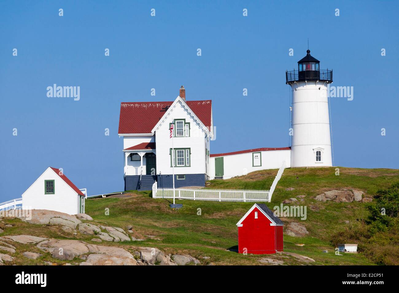United States Maine York Cape Neddick Nubble Lighthouse located on an