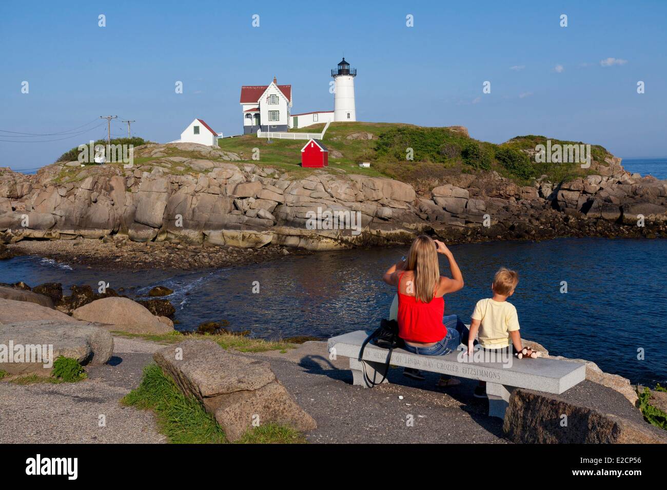 United States Maine York Cape Neddick Nubble Lighthouse located on an