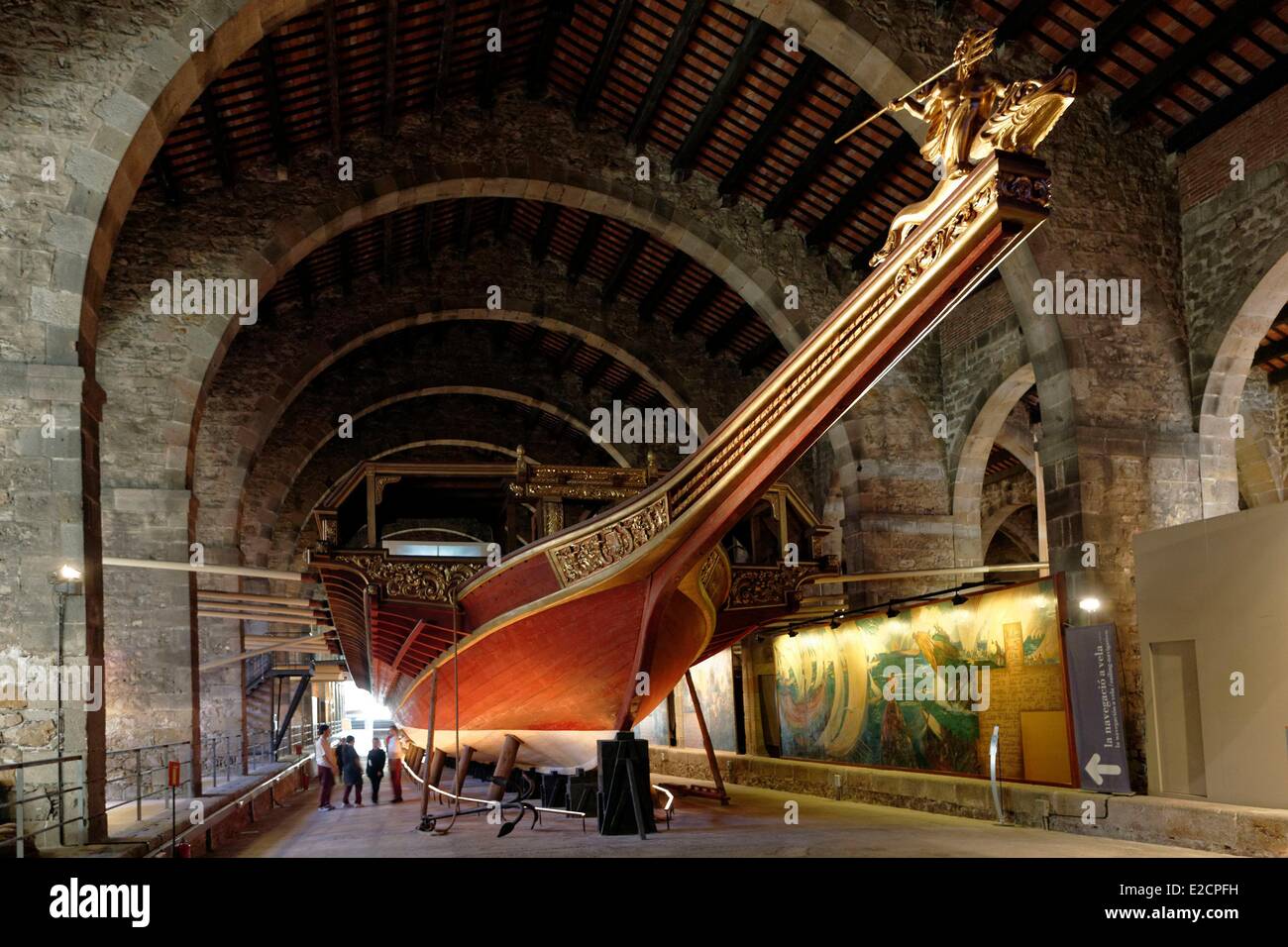 Spain Catalonia Barcelona reconstruction of a royal galley having  participated in the Battle of Lepanto (1571 Stock Photo - Alamy