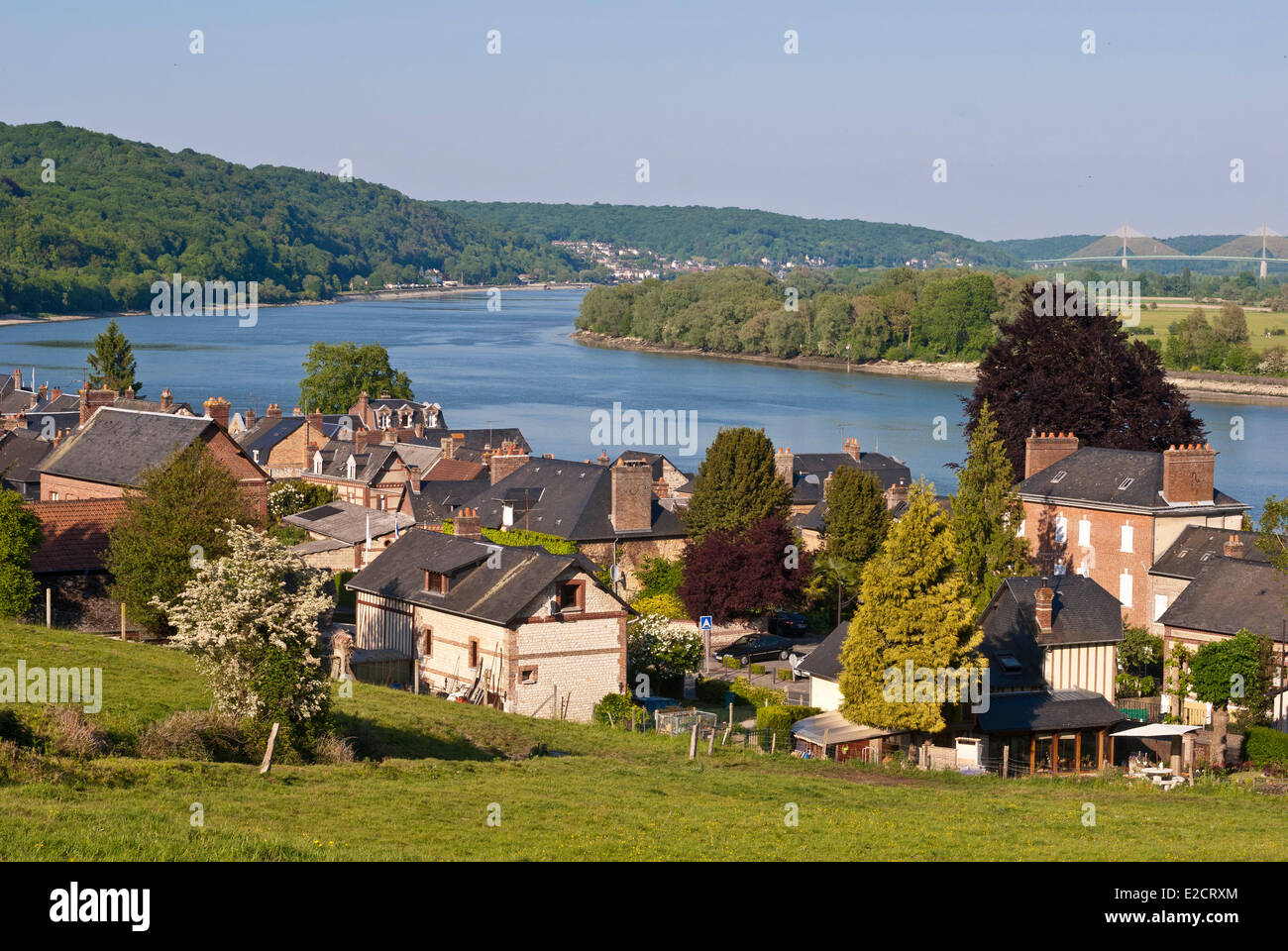 France Seine Maritime Villequier village along the Seine with the house of Victor Hugo Stock Photo
