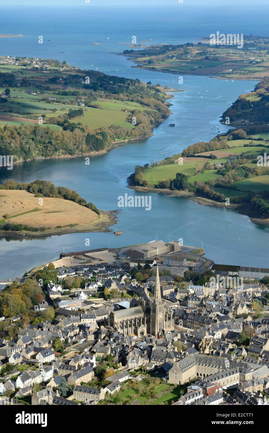 France Cotes d'Armor Treguier Saint Tugdual cathedral (aerial view