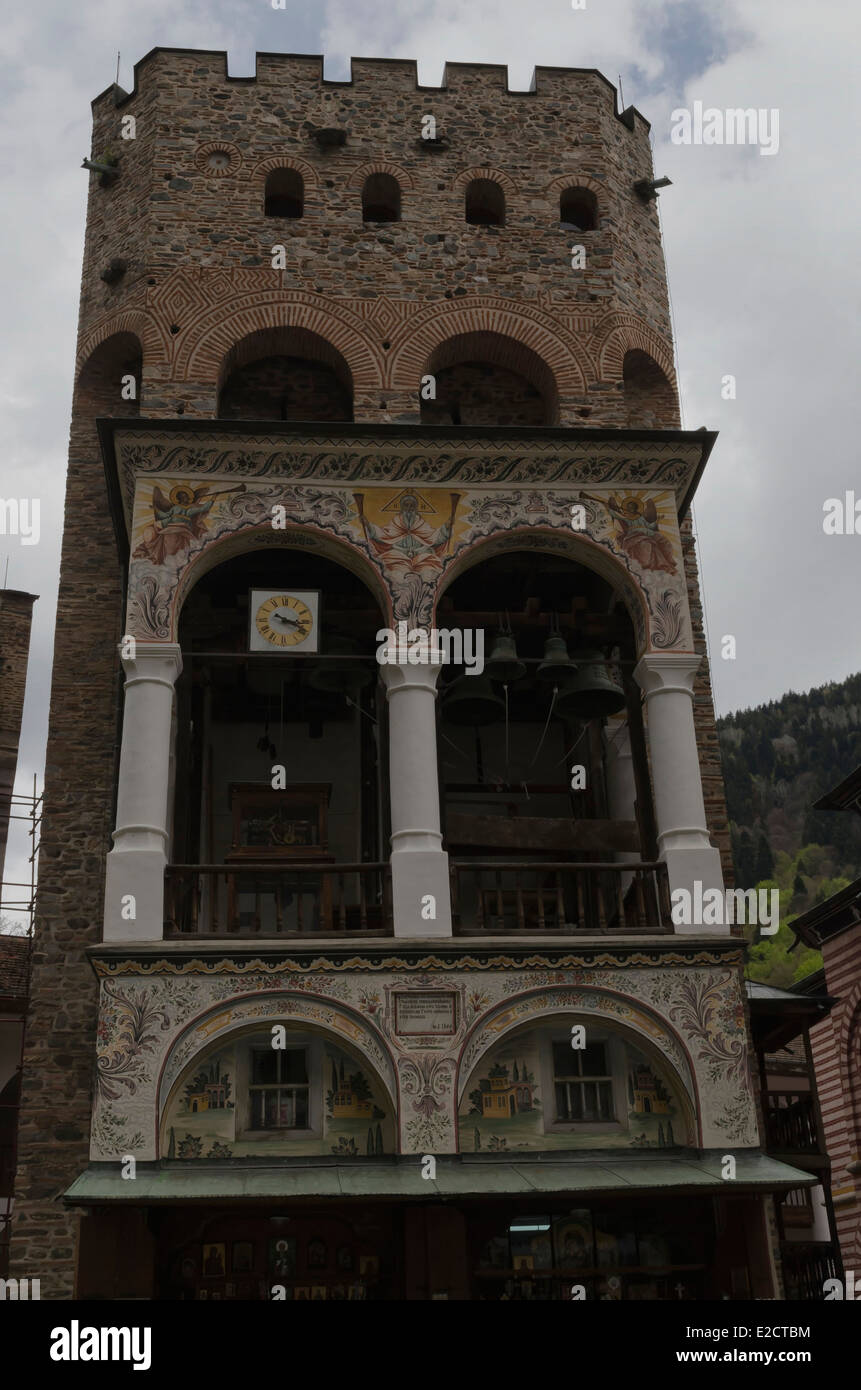 Fragment of bell tower at Rila Monastery, Bulgaria Stock Photo