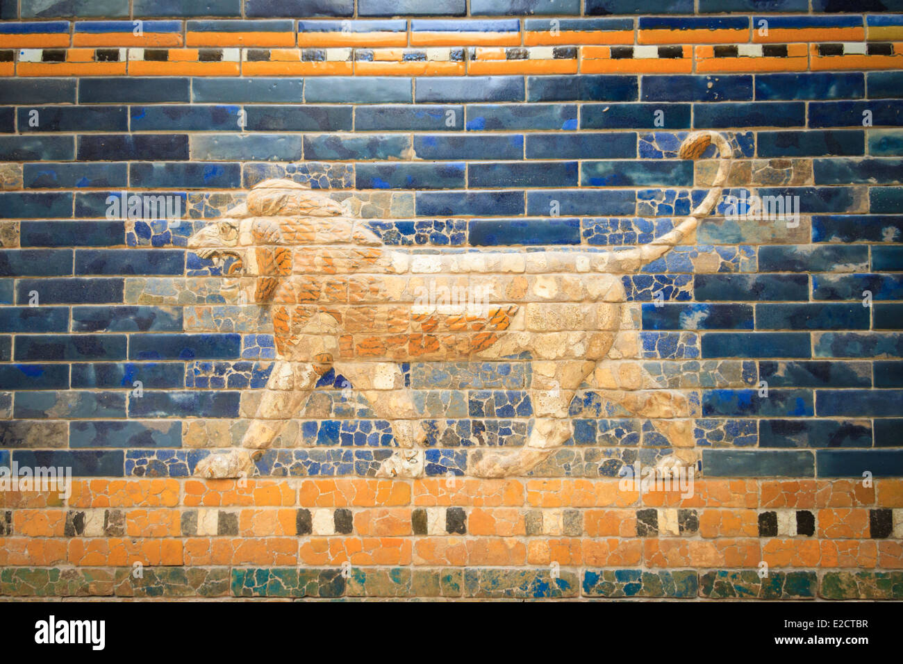Detail from Babylon's Ishtar Gate in the Pergamom Museum, Berlin, Germany Stock Photo