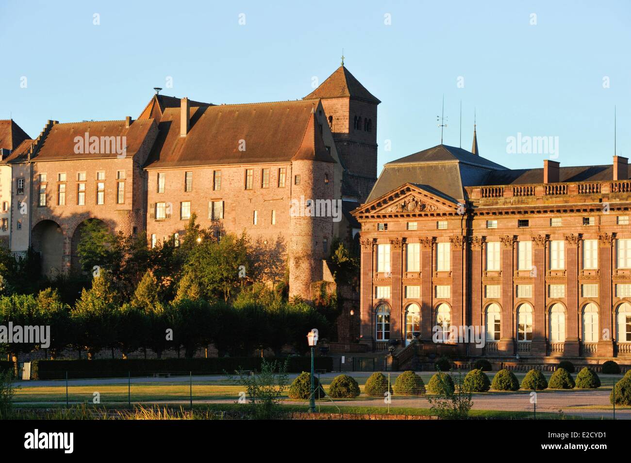 France Bas Rhin Saverne the Rohan castle and the old episcopal castle of the 17th century today sub-prefecture on the channel Stock Photo