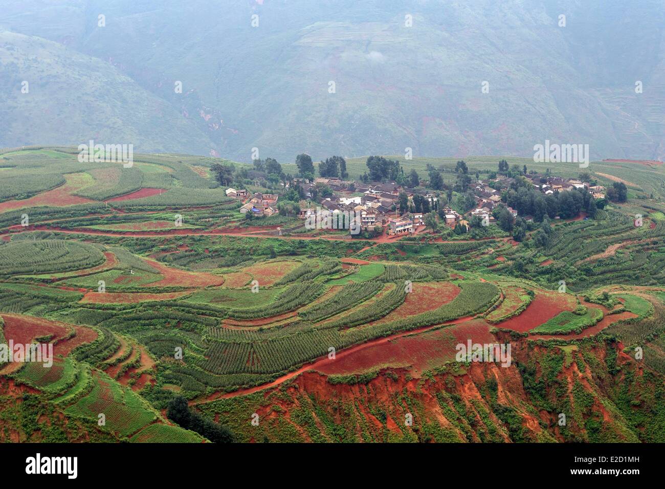 China Yunnan Province Dongchuan District Luoxiagou terrace Stock Photo ...