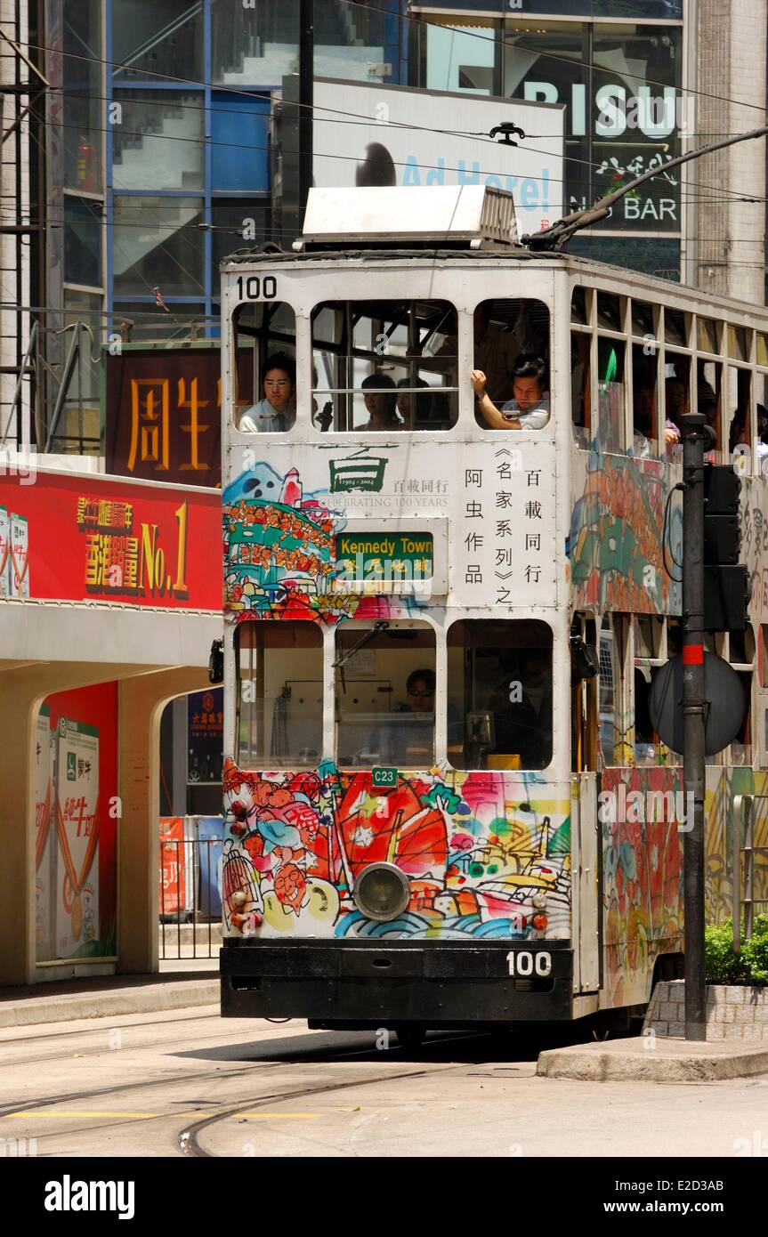 China Hong Kong Hennessy Road very colorful tramway Stock Photo - Alamy