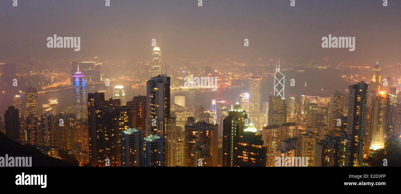 China Hong Kong Hong Kong view from Victoria Peak by night Stock Photo ...
