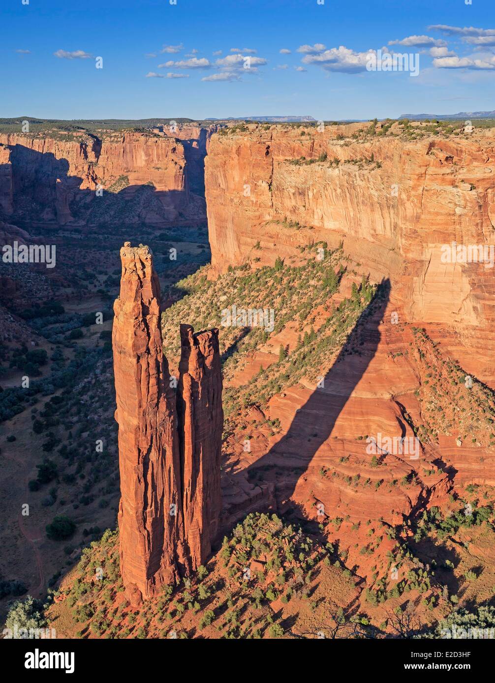 United States Arizona Navajo Indian Reservation Canyon de Chelly National Monument sunset over Spider Rock Stock Photo