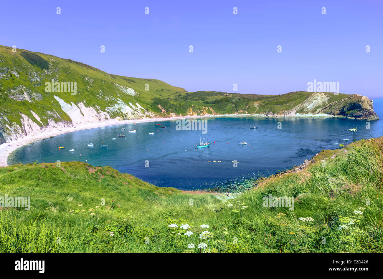 A view of Lulworth Cove in Dorset Stock Photo