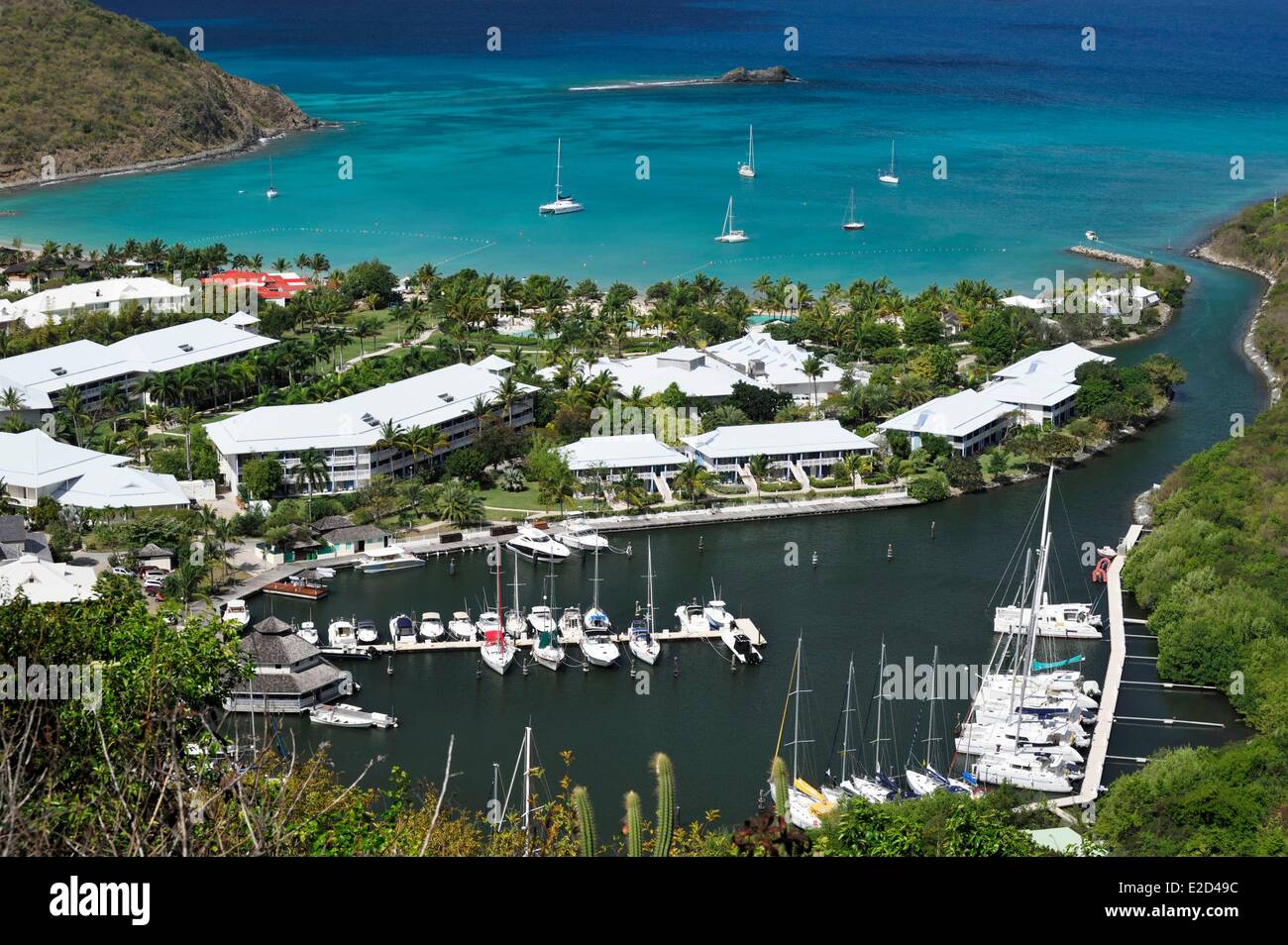 France Guadeloupe Saint Martin anse Marcel overlooking the bay and the Radisson Blu Resort Stock