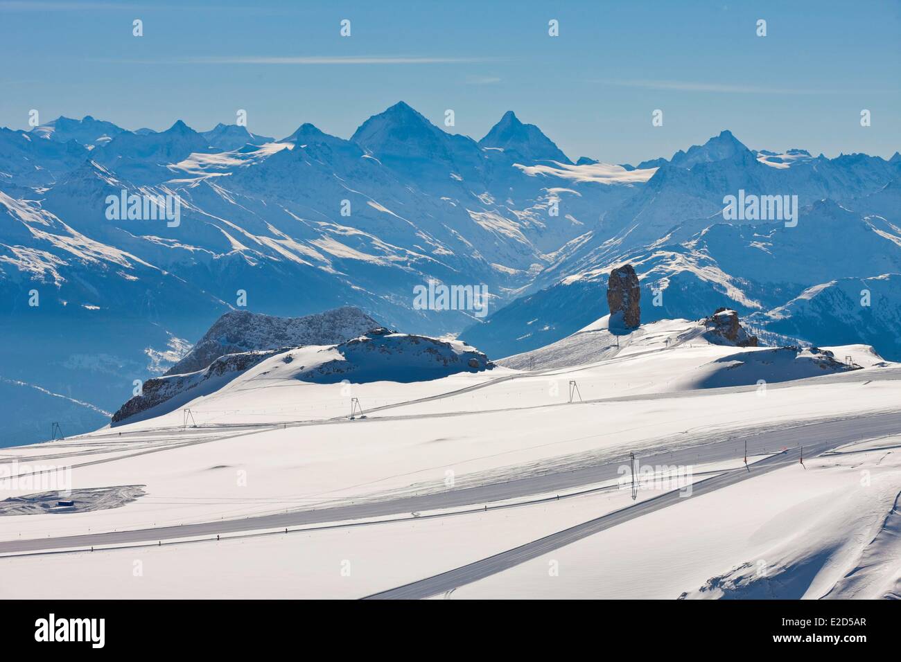 Switzerland Canton of Vaud Col de Pillon Glacier 3000 and Keel Devil Stock Photo