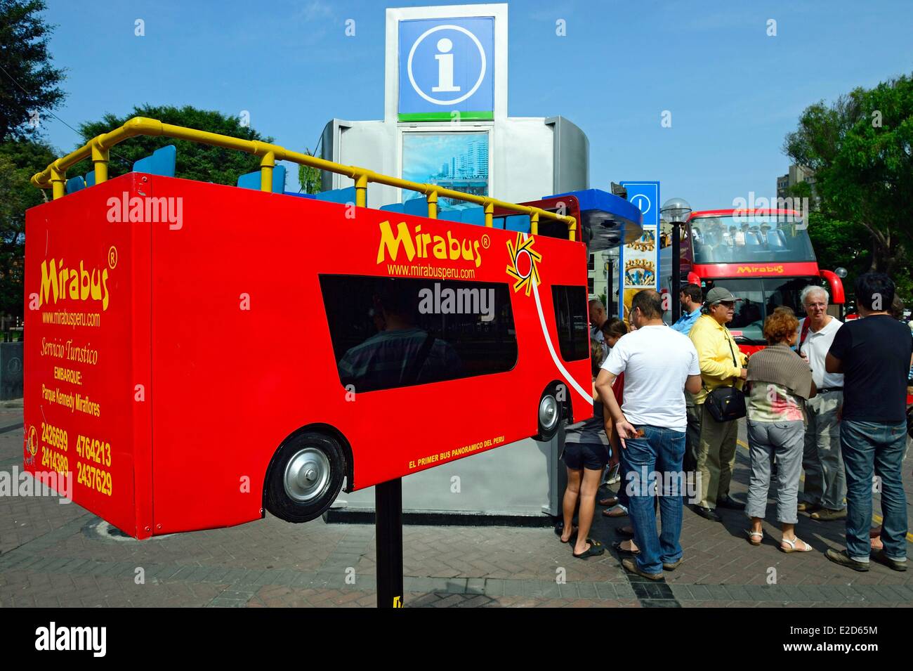 Peru Lima Miraflores district panoramic bus tour of the city Stock Photo