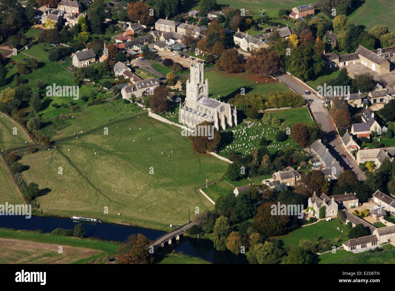 Aerial View of Fotheringhay Church Stock Photo