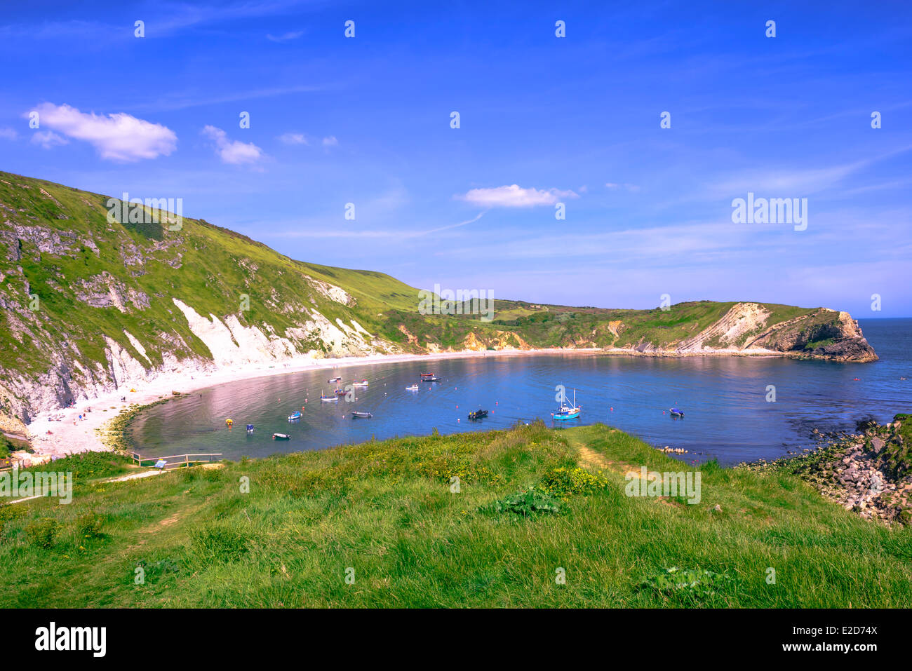 View of Lulworth Cove in Dorset Stock Photo