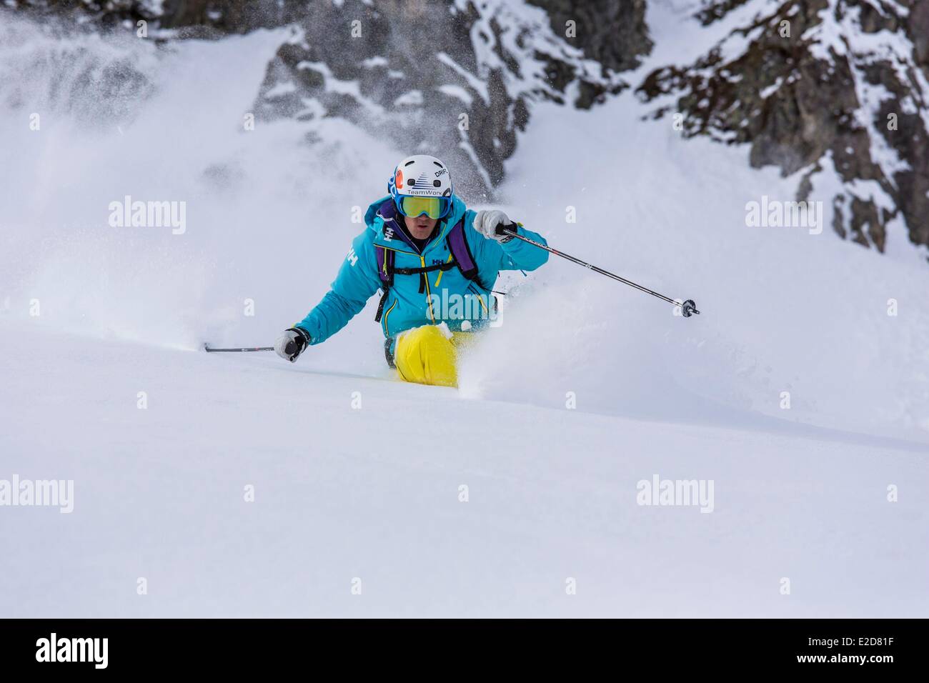 France Haute-Savoie Chamonix-Mont-Blanc Aurelien Ducroz world champion free wrinkle 2009 and 2011 Stock Photo