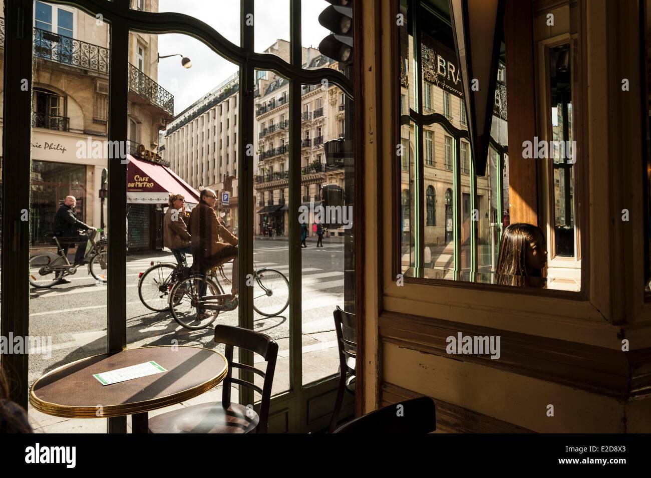 France Paris Saint Germain district steet view from inside a cafe Stock ...