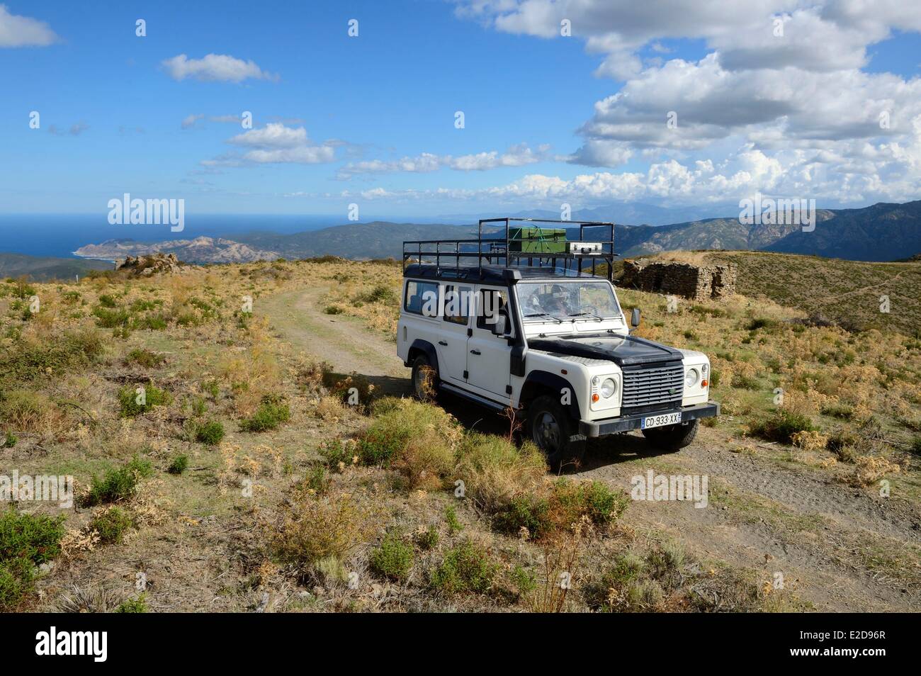 France, Haute Corse, Balagne, discovery of the Giussani in 4x4 vehicle using tracks Stock Photo